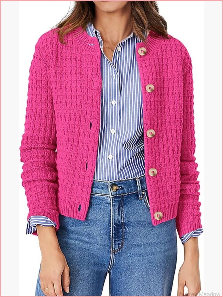 Womens Knit Cardigan Sweater Long Sleeve Open Front Button Down Trendy Jacket